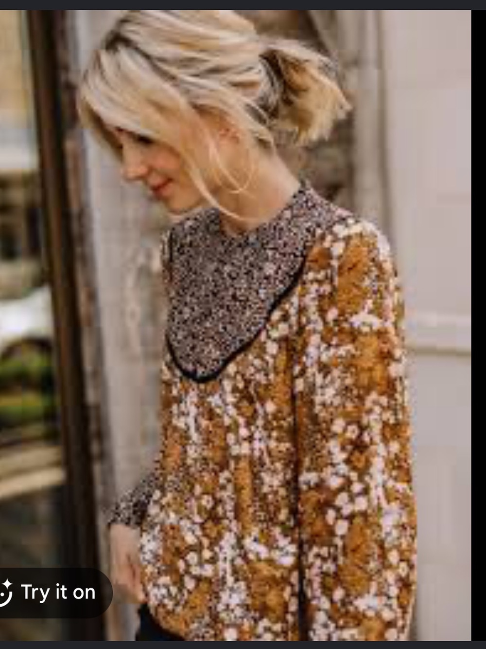 hinge Mustard Floral Yoke Blouse